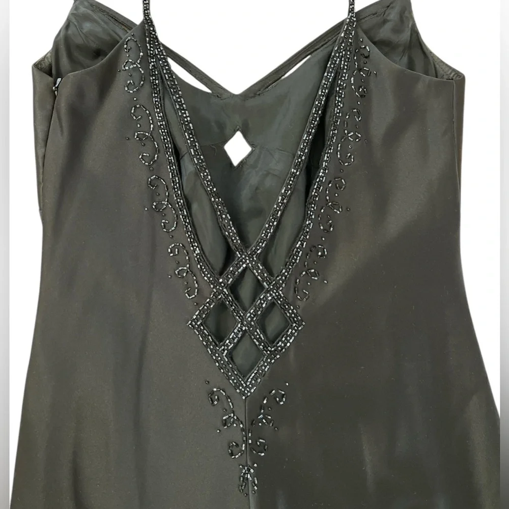 LN Dave & Johnny Laura Ryner Slip beaded gown dress black Christmas 10 11 12 - Picture 11 of 11